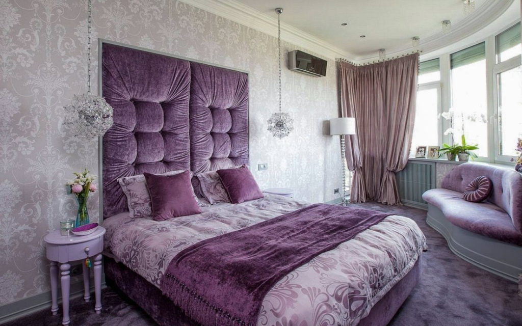 Мягкие стеновые панели в интерьере спальной